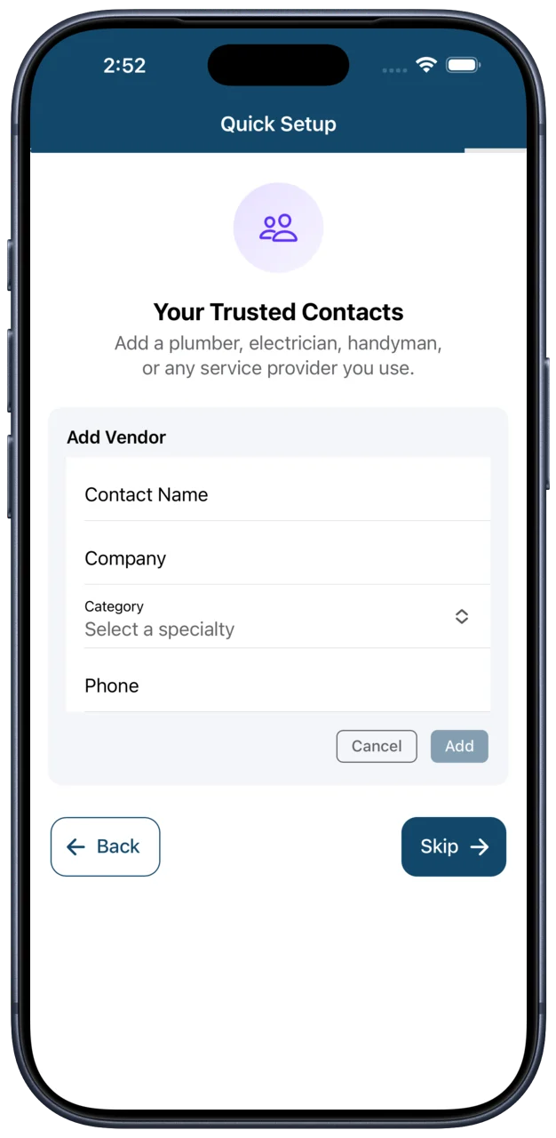 Adding a trusted vendor contact